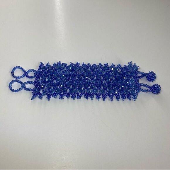Handmade Light Blue Beaded Bracelet - Picture 1 of 4